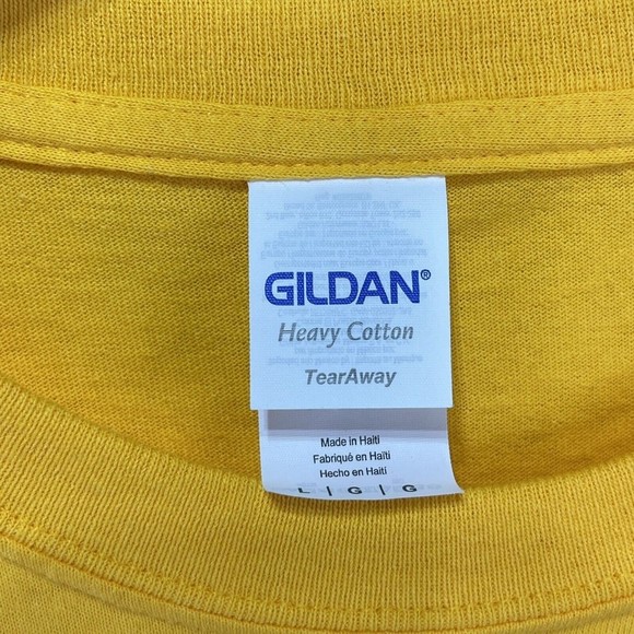 Mens T-Shirt Size Large Yellow Plugged Into Science Gildan Short Sleeves - Picture 11 of 15